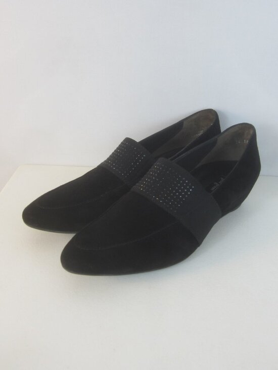 Paul Green Shoes - Paul Green Women 9.5 Black Suede Wedge Pumps Slip On Loafers Sparkle Austria